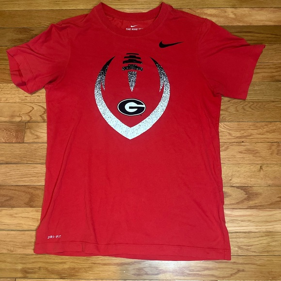 Nike Men’s Georgia Bulldog Football Small Short Sleeve T-shirt Dri-fit Red - Picture 1 of 6
